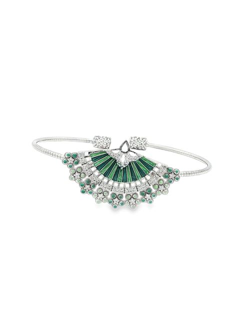 Diva crystal stones green glazed bracelet<BR/>